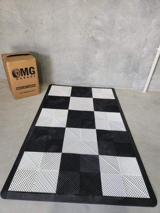 Motorbike Podium Pad modular floor tiles set, choose your colours.