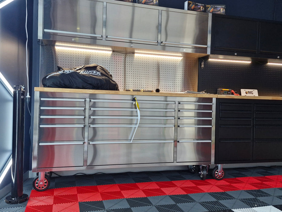 72" Stainless or Black Workstation Cabinet & Pegboard Tool Box Amazing Quality!