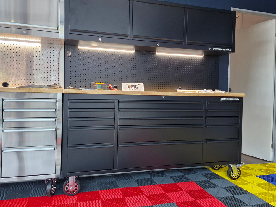 1.8M Wide (72") Stainless or Black  Workstation Cabinet & Pegboard Tool Box Amazing Quality!