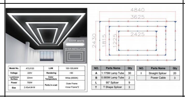 LED Lights 3 X Rectangle Sectioned ATL20, CLEAN LOOK! Australian Certified!