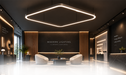Rounded square LED ceiling light with glowing outline, 0.6 m x 0.6 m panel
