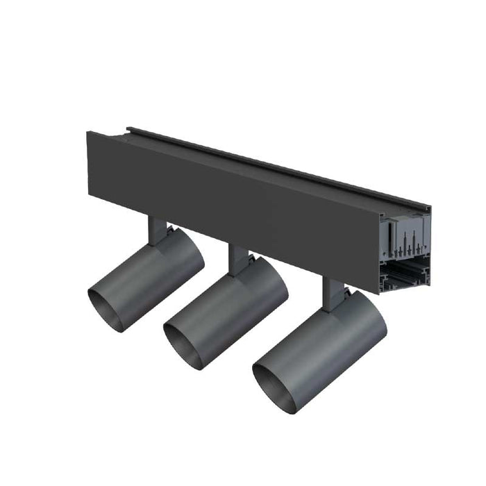 3-head track spot light bar with adjustable dark gray cylindrical lamps