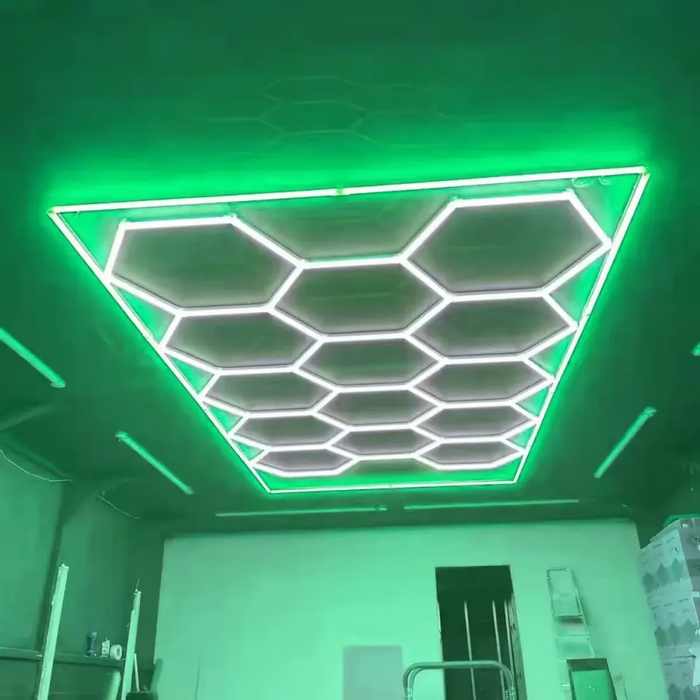 AMAZING COLOUR Green Hexagon LED Lights ATL39 with GREEN Border