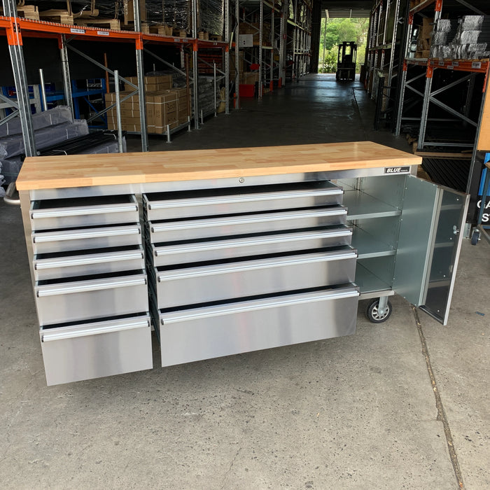 Tool Chest Workbench Base Unit trolley - 1.8m - Stainless Steel