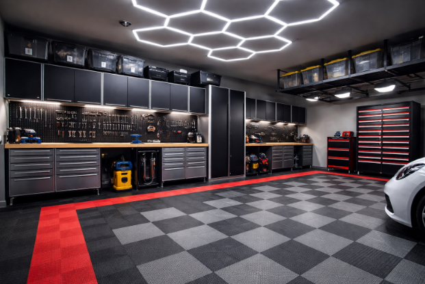 Double Garage Upgrade Bundle – Premium Flooring & Workbench Package