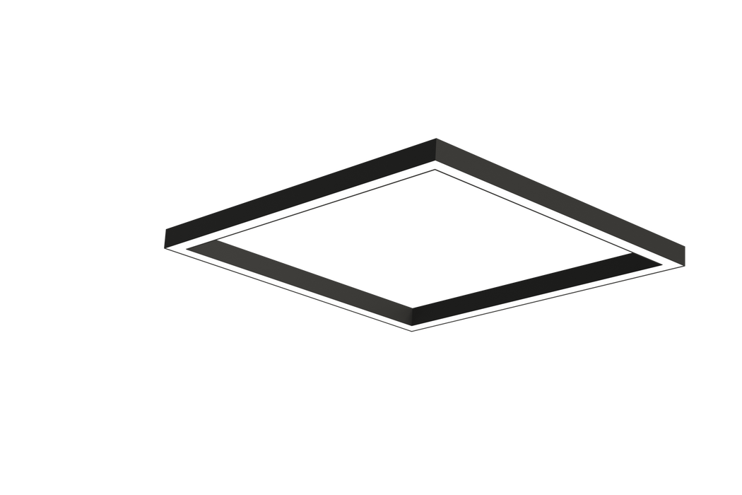 Rectangular flush-mount ceiling light with sharp corners and slim perimeter trim