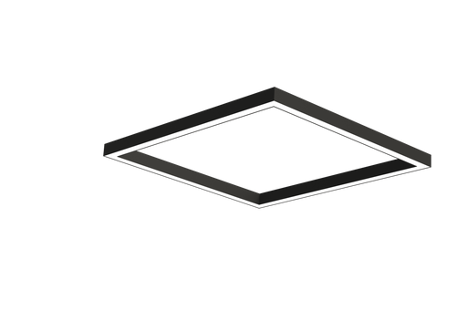 Rectangular flush-mount ceiling light with sharp corners and slim perimeter trim