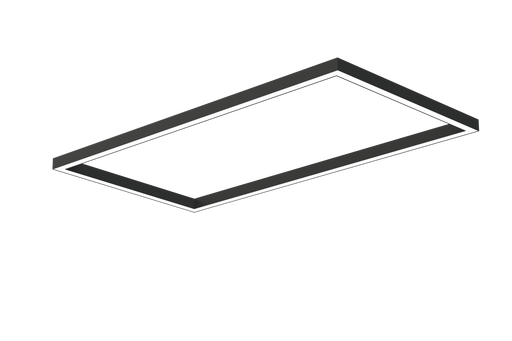 Sharp-edged rectangular flush-mount ceiling light with slim perimeter frame
