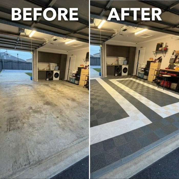 Double Garage Modular Floor Tile Kit – Full Coverage Interlocking Garage Flooring System
