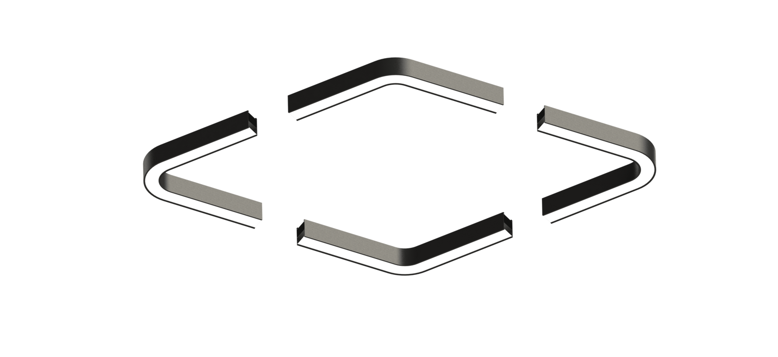 Rounded square frame panel, 1.8 m x 1.8 m, with corner connectors