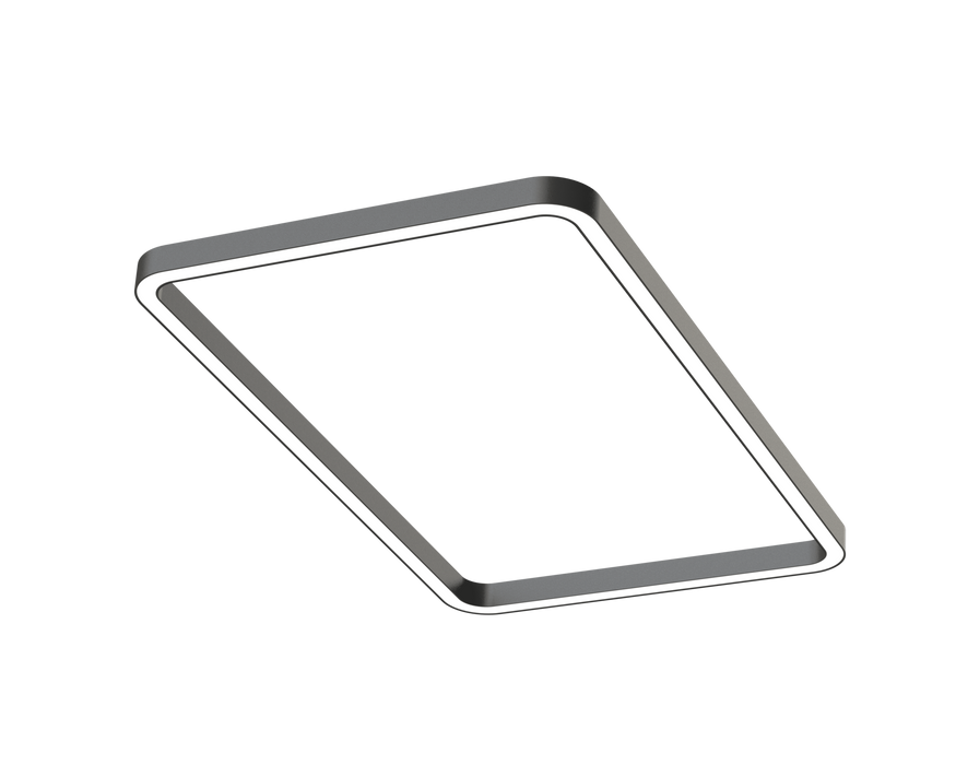 Angled rounded rectangle LED ceiling light with slim white border frame