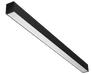 White linear ceiling light fixture with aluminum housing and flat diffuser