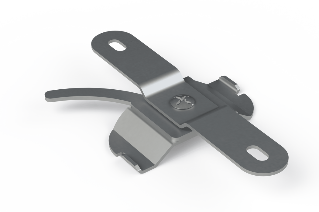 Metal surface-mount bracket with two circular mounting holes