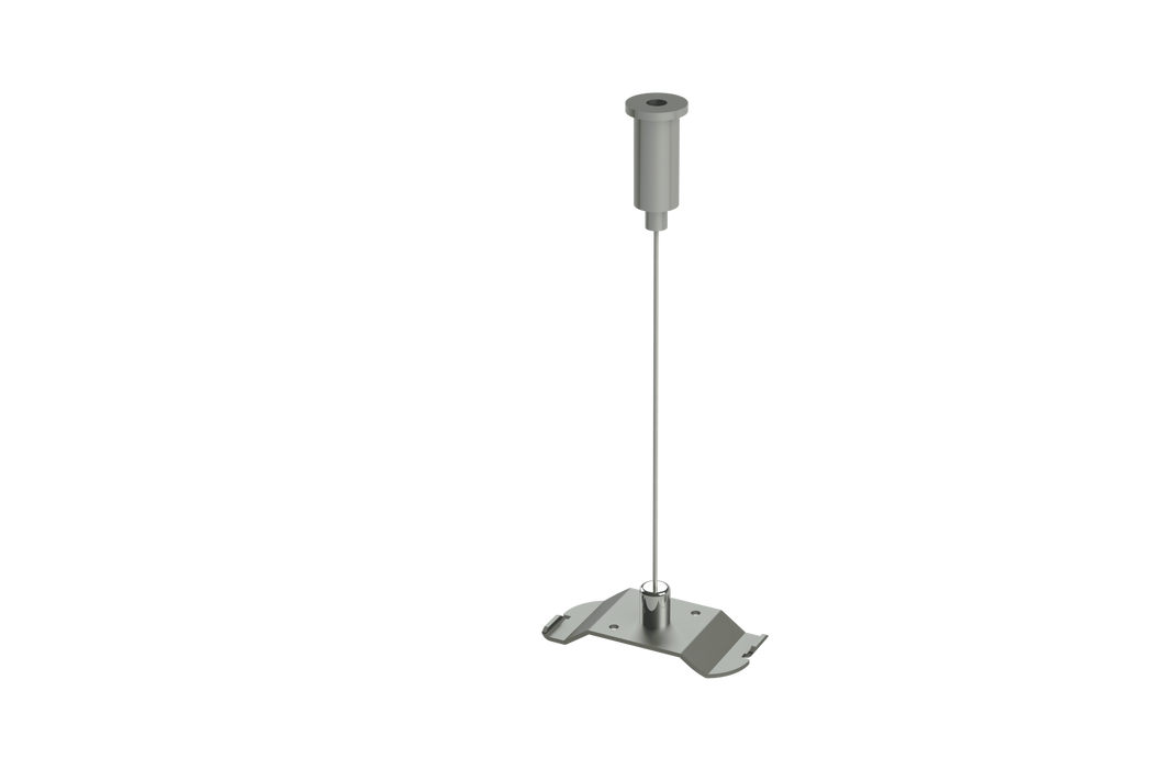Metal suspension mount with round pole and square base plate