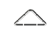 Triangular metal frame stand with two side support bars and base