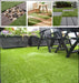 Artificial grass lawn tiles, bright green turf surface for patio and garden