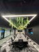 Rectangular illuminated ceiling light with hanging green plant display