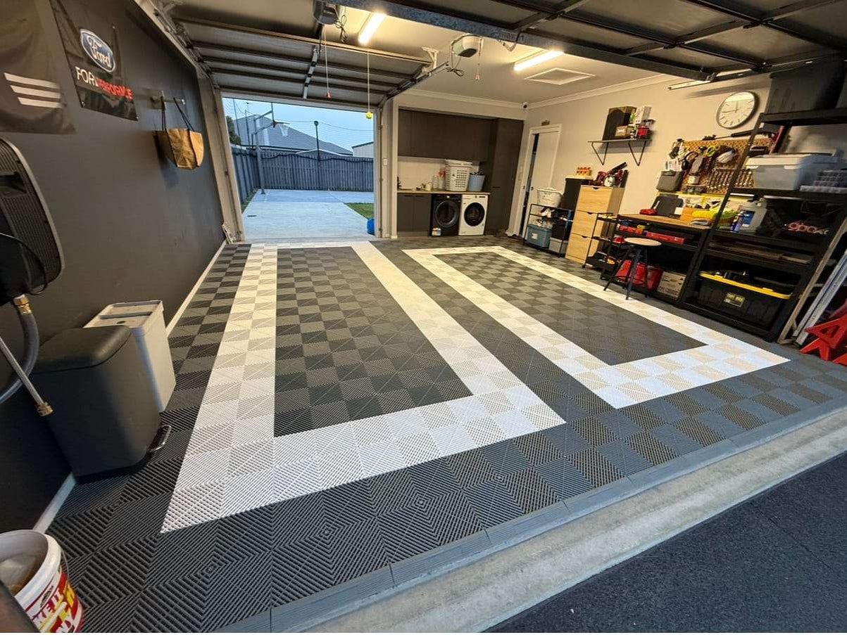 Garage Tile System Modular Interlocking Garage Flooring Tiles Suits 6M X 6M | OMG Garage