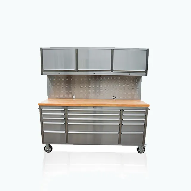 72" Stainless Top Workstation Cabinet & Pegboard Tool Box