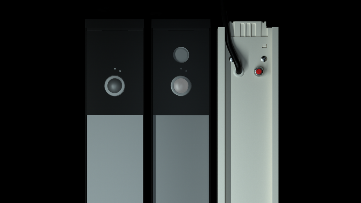 LED control panel and power module with circular buttons and indicator ports