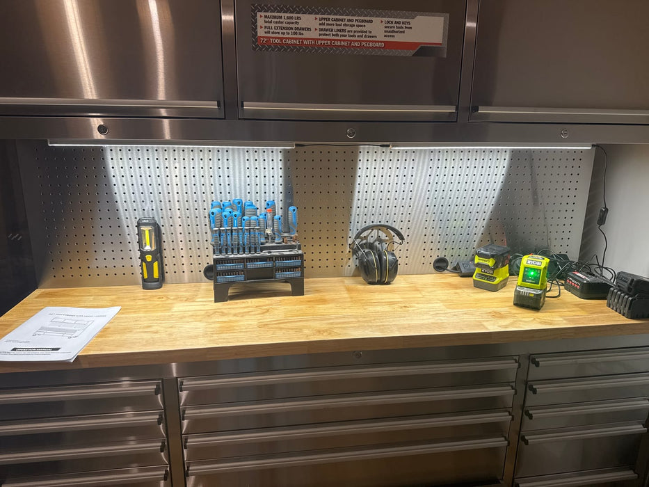 1.8M Wide (72") Stainless or Black  Workstation Cabinet & Pegboard Tool Box Amazing Quality!