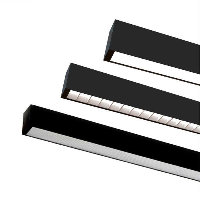 Straight LED light bar component with black housing and white lens strip array